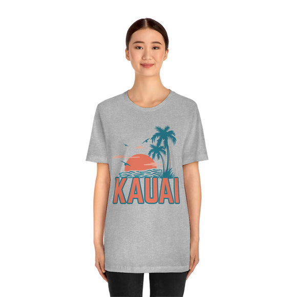 Kauai, Hawaii T-Shirt - Retro Palm Tree & Beach Unisex Kauai Shirt
