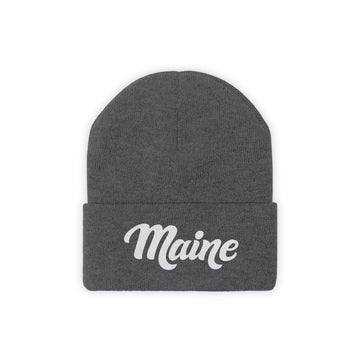 Buy graphite-heather Maine Beanie - Adult Hand Lettered Embroidered Maine Knit Hat