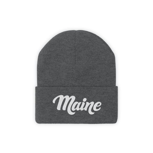 Maine Beanie - Adult Hand Lettered Embroidered Maine Knit Hat