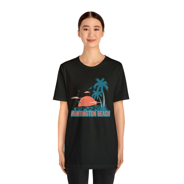 Huntington Beach, California T-Shirt - Retro Palm Tree & Beach Unisex Huntington Beach Shirt