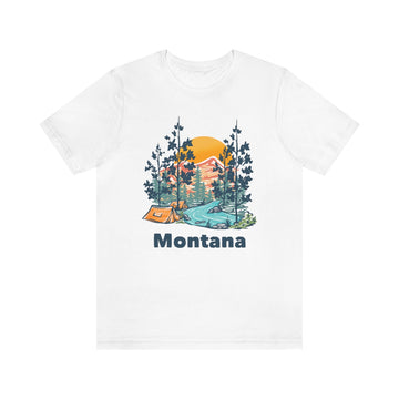 Buy white Montana T-Shirt - Mountain Illustration Unisex Montana Shirt