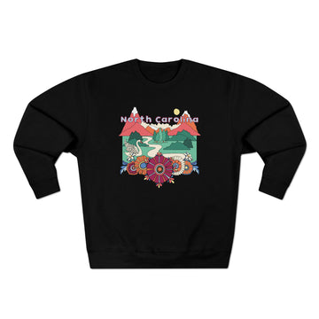 Buy black Premium North Carolina Crewneck Sweatshirt - Retro Unisex Sweatshirt