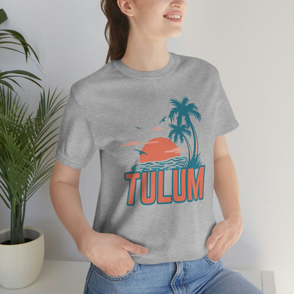 Tulum, Mexico T-Shirt - Retro Palm Tree & Beach Unisex Tulum Shirt