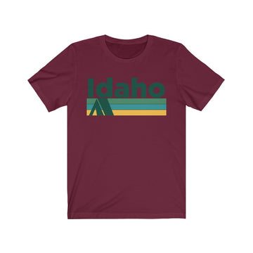 Buy maroon Idaho T-Shirt - Retro Camping Adult Unisex Idaho T Shirt