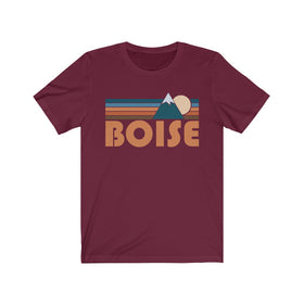 Boise, Idaho T-Shirt - Retro Mountain Adult Unisex Boise T Shirt