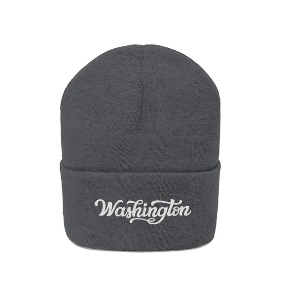 Washington Beanie - Adult Hand Lettered Embroidered Washington Knit Hat