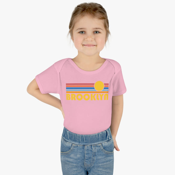 Brooklyn Baby Bodysuit - Retro Sun Brooklyn, New York Baby Bodysuit