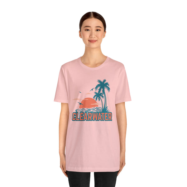 Clearwater, Florida T-Shirt - Retro Palm Tree & Beach Unisex Clearwater Shirt