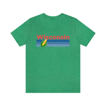 Buy heather-kelly Wisconsin T-Shirt - Retro Corn Unisex Wisconsin Shirt