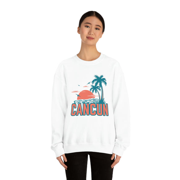 Cancun, Mexico Sweatshirt - Unisex Retro Palm Tree Crewneck Cancun Sweatshirt