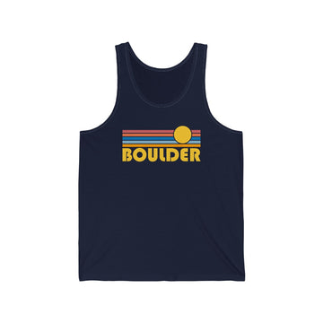 Boulder, Colorado Tank Top - Unisex Boulder Tank Top Retro Sun