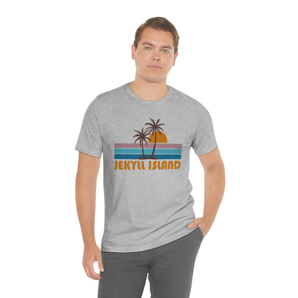 Jekyll Island, Georgia T-Shirt - Retro Palm Tree Unisex Jekyll Island Shirt