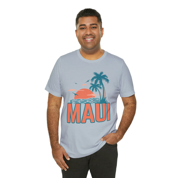 Maui, Hawaii T-Shirt - Retro Palm Tree & Beach Unisex Maui Shirt