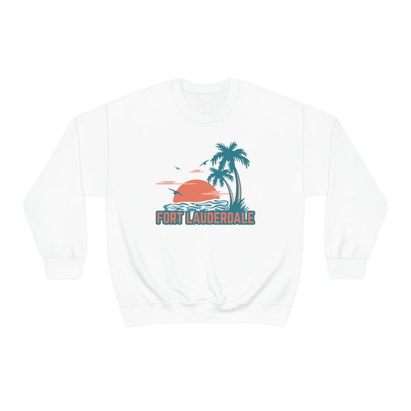 Fort Lauderdale, Florida Sweatshirt - Unisex Retro Palm Tree Crewneck Fort Lauderdale Sweatshirt