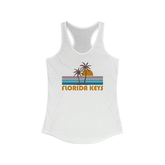 Florida Keys Women's Tank - Retro Palm Tree Women's Racerback Florida Keys Tank Top