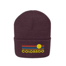 Colorado Beanie - Adult Embroidered Retro Sunset Colorado Knit Hat-38