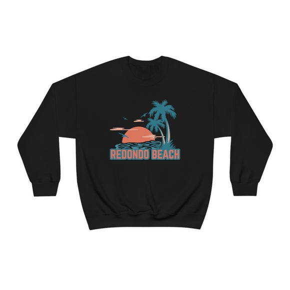 Redondo Beach, California Sweatshirt - Unisex Retro Palm Tree Crewneck Redondo Beach Sweatshirt