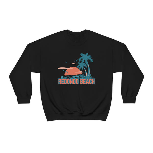 Redondo Beach, California Sweatshirt - Unisex Retro Palm Tree Crewneck Redondo Beach Sweatshirt