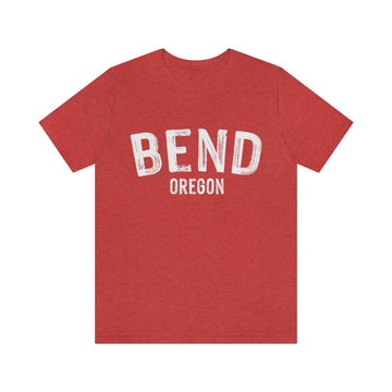 Buy heather-red Bend, Oregon Shirt - Paint Text Unisex Bend T-Shirt