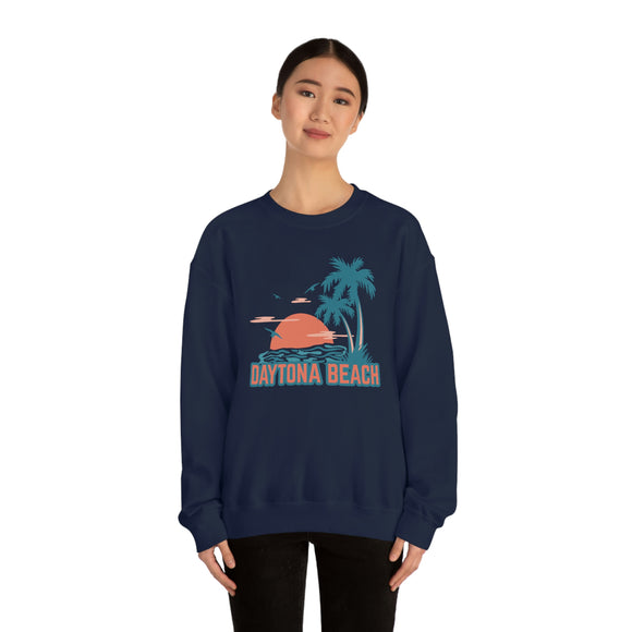 Daytona Beach, Florida Sweatshirt - Unisex Retro Palm Tree Crewneck Daytona Beach Sweatshirt
