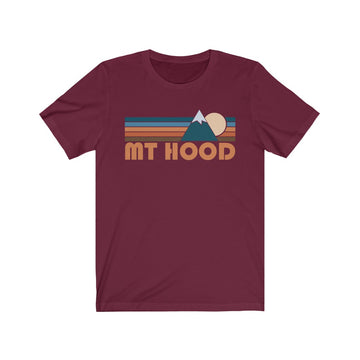 Buy maroon Mount Hood, Oregon T-Shirt - Retro Mountain Adult Unisex Mount Hood T Shirt