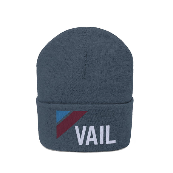 Vail, Colorado Beanie - Adult Embroidered Retro Vail Knit Hat