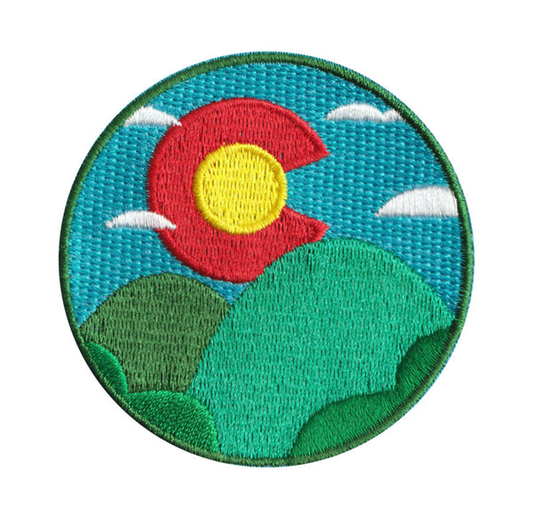 Colorado Sunrise & Hills - 100% Embroidery Sew or Iron-on Colorado Patch (2.5 inches wide)