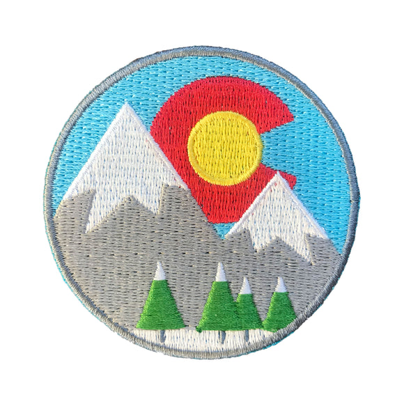 Colorado Patch - Snowy Mountains 100% Embroidery Sew or Iron-on Colorado Patch (1.75 or 2.5 in)