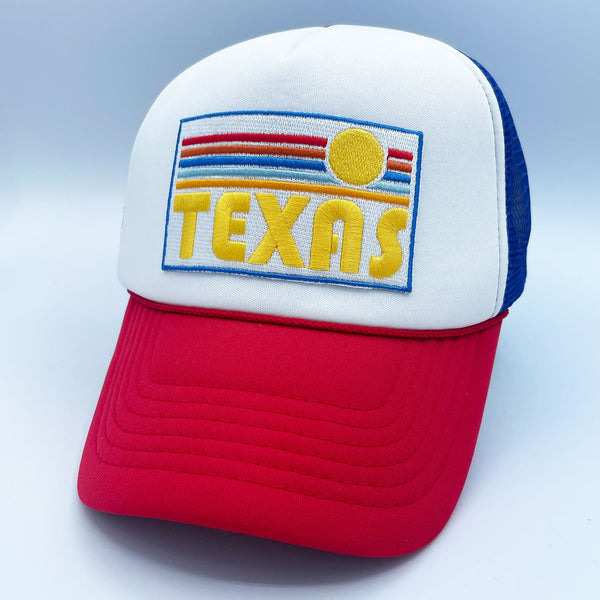 Texas Trucker Hat - Retro Sun Texas Snapback Hat /Adult Hat