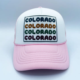 Buy pink Colorado Trucker Hat - Retro 4 Colorado Snapback Hat