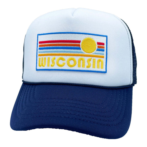 Wisconsin Trucker Hat - Retro Sun Snapback Wisconsin Hat