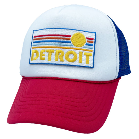 Detroit, Michigan Trucker Hat - Retro Sun Snapback Hat