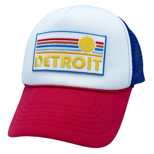 Detroit, Michigan Trucker Hat - Retro Sun Snapback Detroit Hat / Adult Hat