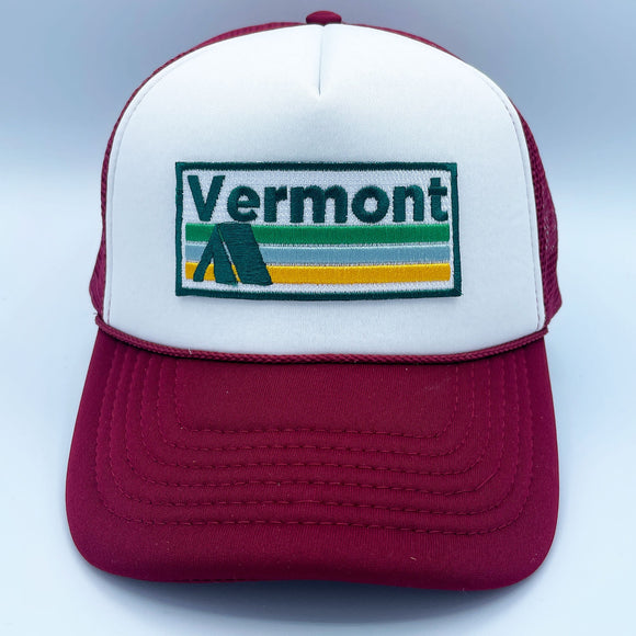 Vermont Trucker Hat - Retro Camping Vermont Snapback Hat / Adult Hat