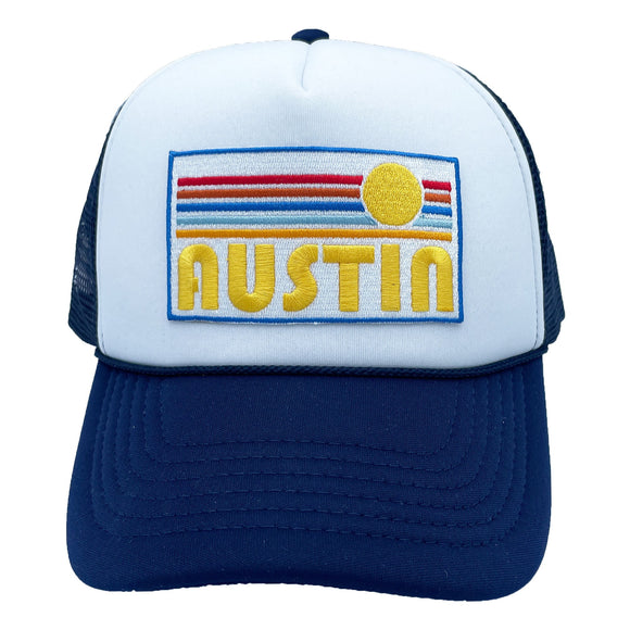 Austin, Texas Trucker Hat - Retro Sun Snapback Hat