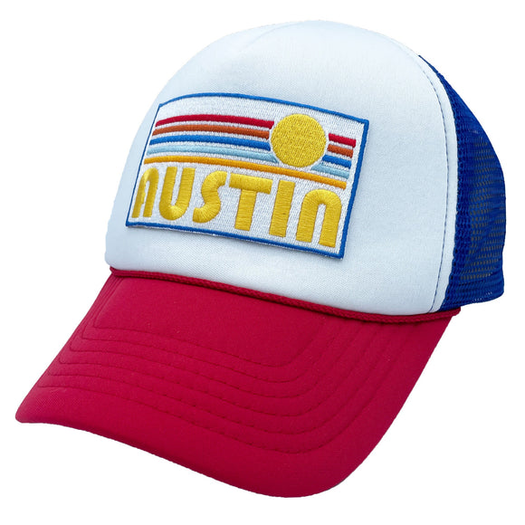 Austin, Texas Trucker Hat - Retro Sun Snapback Hat