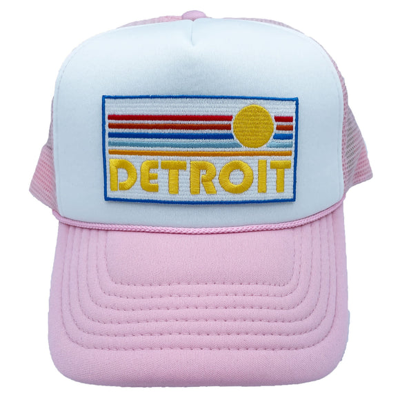 Detroit, Michigan Trucker Hat - Retro Sun Snapback Hat