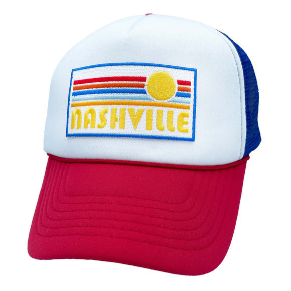 Nashville, Tennessee Trucker Hat - Retro Sun Snapback Hat