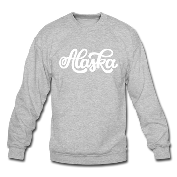 Alaska Sweatshirt - Hand Lettered Alaska Crewneck Sweatshirt - heather gray