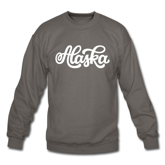 Alaska Sweatshirt - Hand Lettered Alaska Crewneck Sweatshirt - asphalt gray