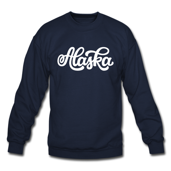 Alaska Sweatshirt - Hand Lettered Alaska Crewneck Sweatshirt - navy