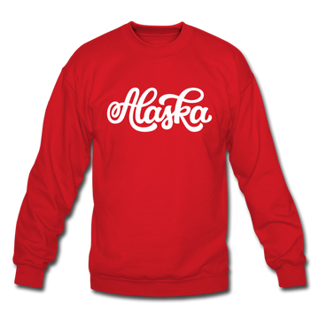 Alaska Sweatshirt - Hand Lettered Alaska Crewneck Sweatshirt - red