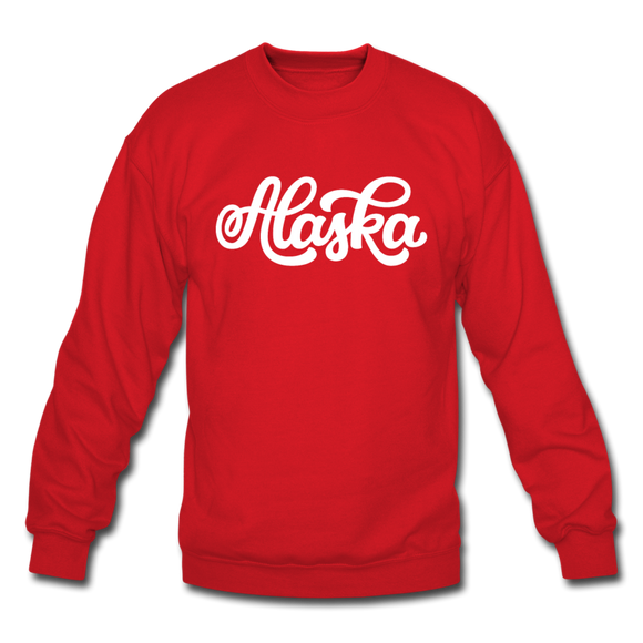 Alaska Sweatshirt - Hand Lettered Alaska Crewneck Sweatshirt - red
