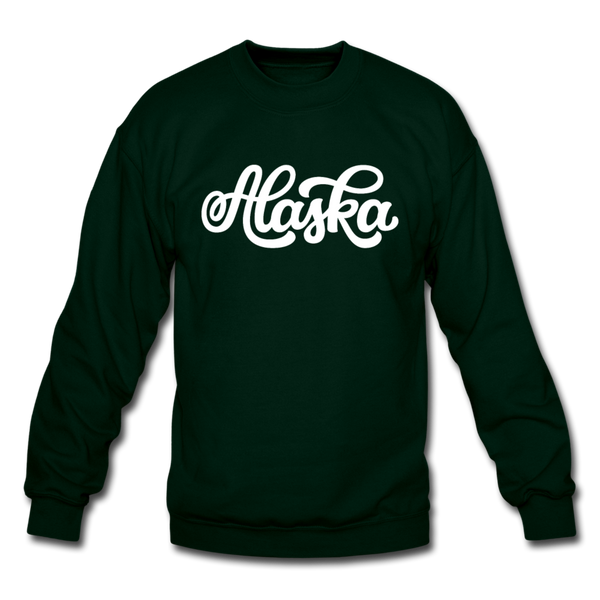 Alaska Sweatshirt - Hand Lettered Alaska Crewneck Sweatshirt - forest green