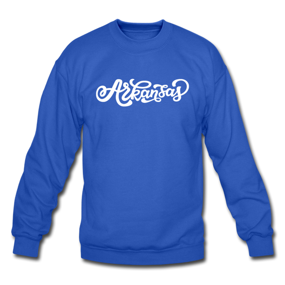 Arkansas Sweatshirt - Hand Lettered Arkansas Crewneck Sweatshirt - royal blue