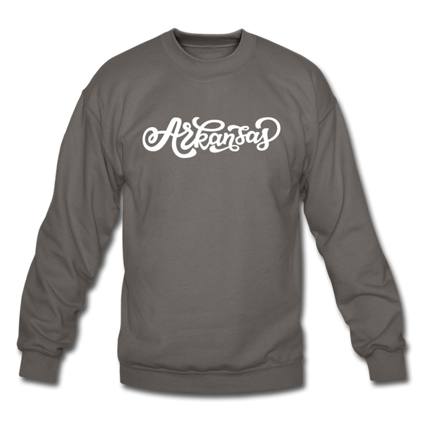 Arkansas Sweatshirt - Hand Lettered Arkansas Crewneck Sweatshirt - asphalt gray