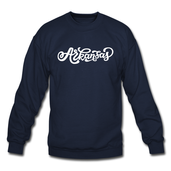 Arkansas Sweatshirt - Hand Lettered Arkansas Crewneck Sweatshirt - navy