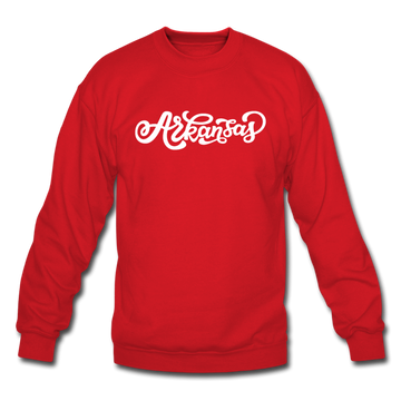 Arkansas Sweatshirt - Hand Lettered Arkansas Crewneck Sweatshirt - red