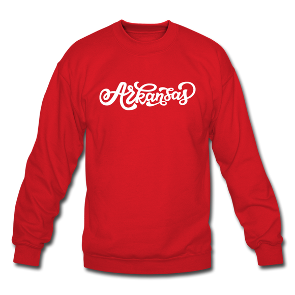 Arkansas Sweatshirt - Hand Lettered Arkansas Crewneck Sweatshirt - red