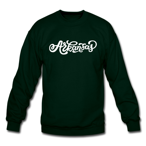 Arkansas Sweatshirt - Hand Lettered Arkansas Crewneck Sweatshirt - forest green